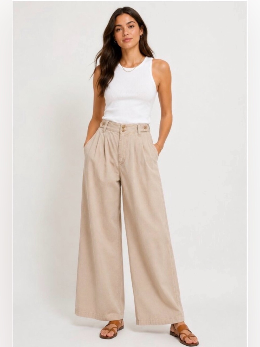 Madewell The Harlow Lightweight Wide Leg Pant, Color: Seed Khaki, Sz 8